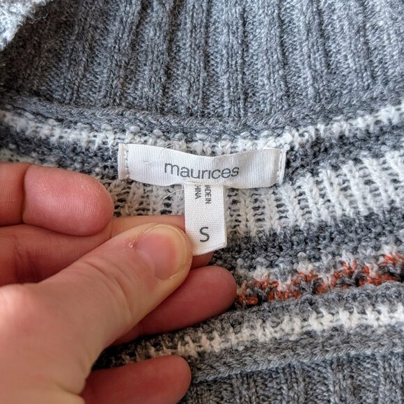 Maurices Gray Halloween Ghost Fair Isle Sweater small - Picture 6 of 8